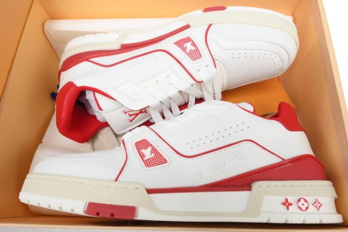 Louis Vuitton Trainer White Red - Image 3