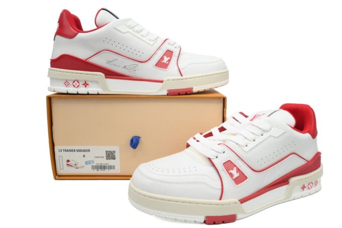 Louis Vuitton Trainer White Red - Image 5