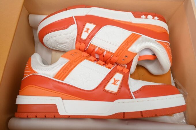 Louis Vuitton Trainer White Orange - Image 2