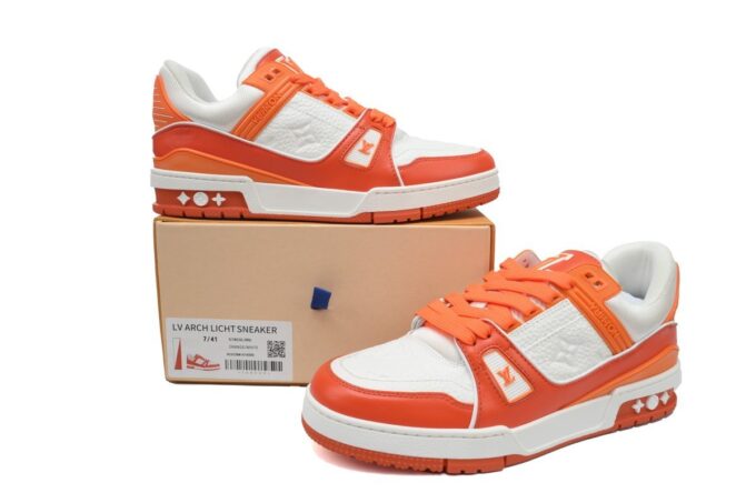 Louis Vuitton Trainer White Orange - Image 7