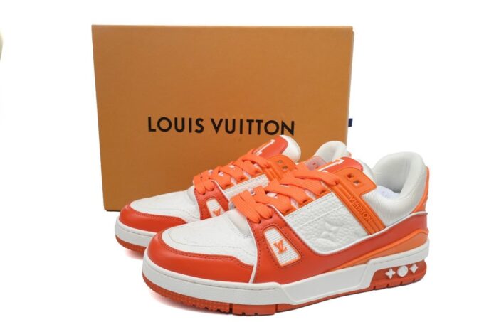 Louis Vuitton Trainer White Orange - Image 9