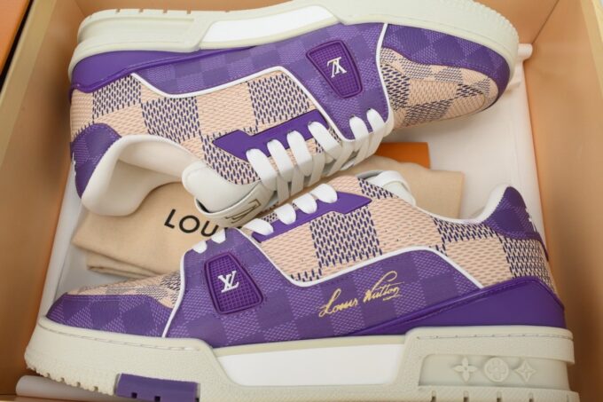 Louis Vuitton Trainer White Purple - Image 6